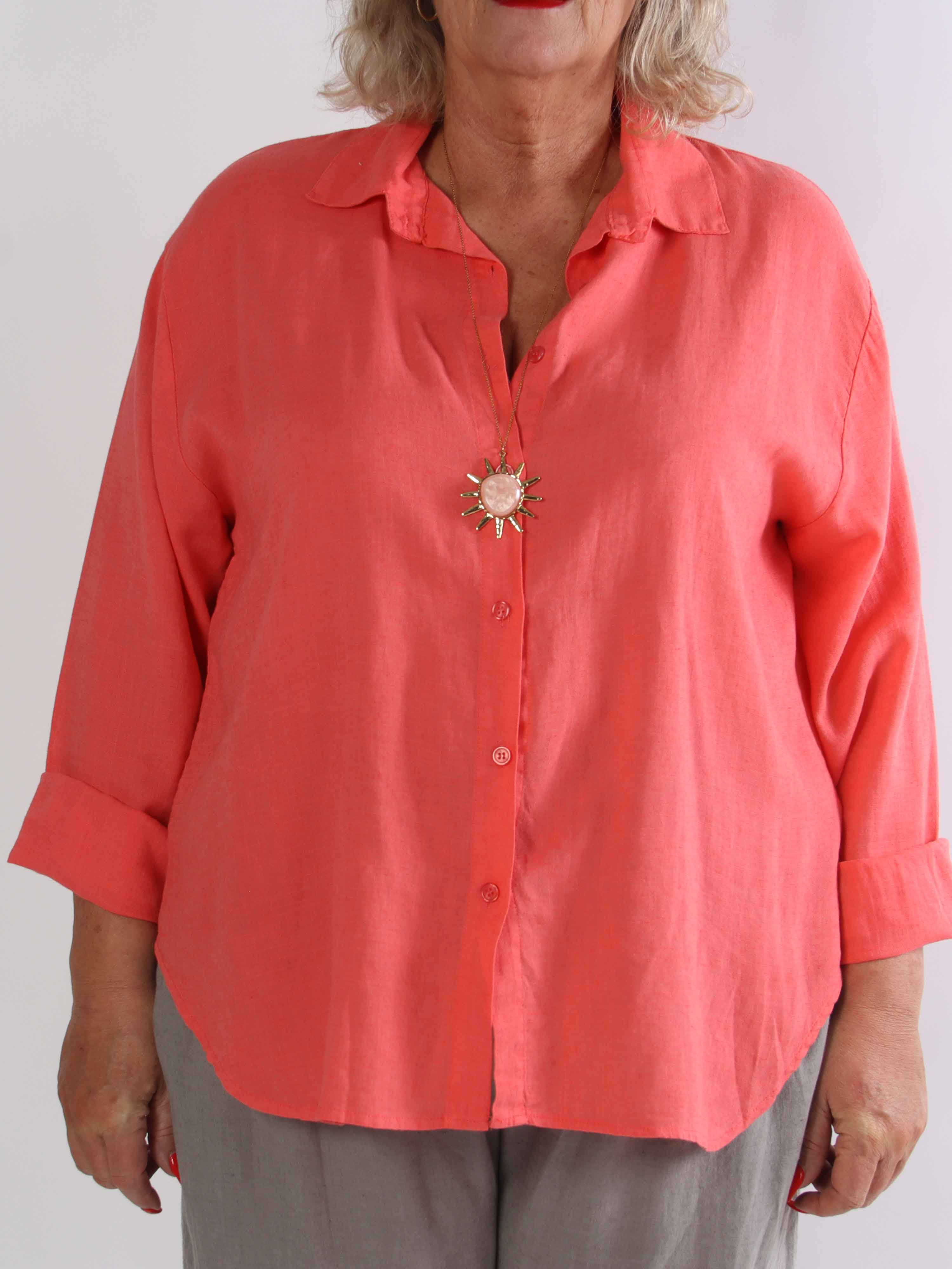 Clara Shirt - Enfärgad plus size skjorta i viskos och linne